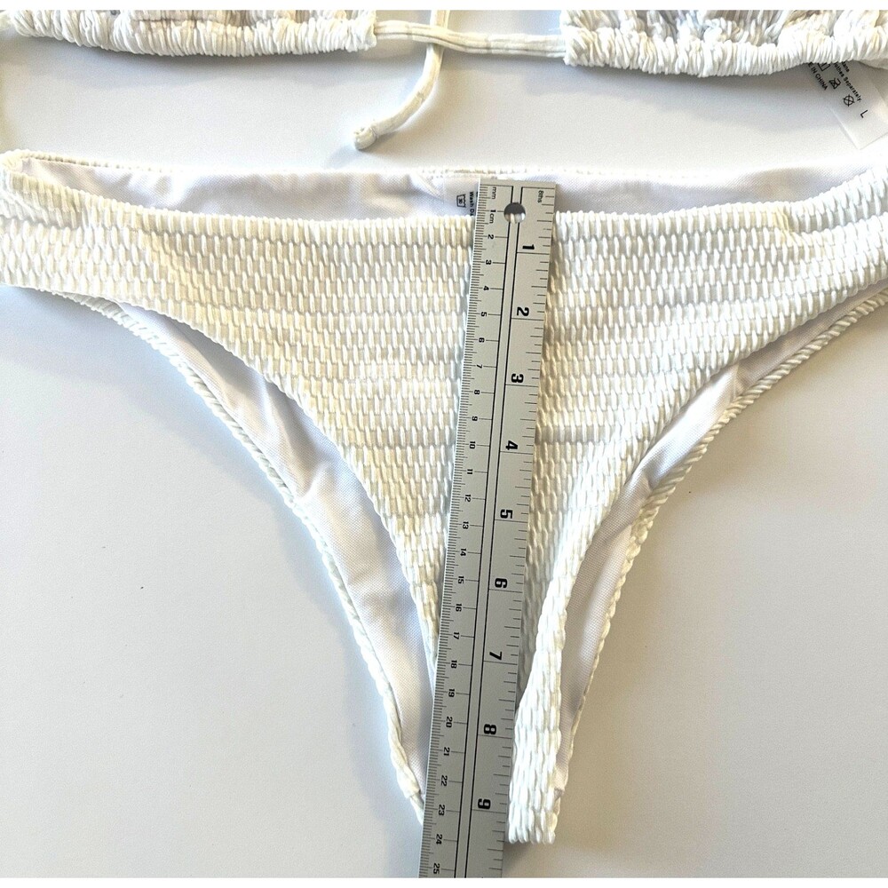 white textured bikini with sarong 3 piece womens large resort swimwear beachclub - Picture 7 of 8